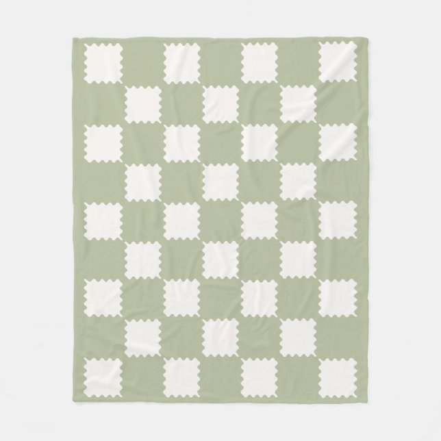 Couverture Polaire Vérifications Super Sage Green À damiers Motif (Devant)