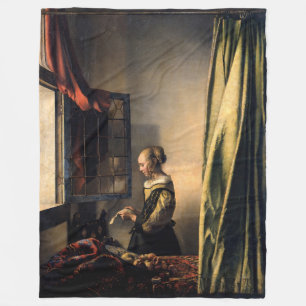 Couverture Polaire Vermeer - Fille lisant une lettre à une fenêtre ou