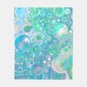 Couverture Polaire Verre de mer Bleu et Marbre vert Fluide Art