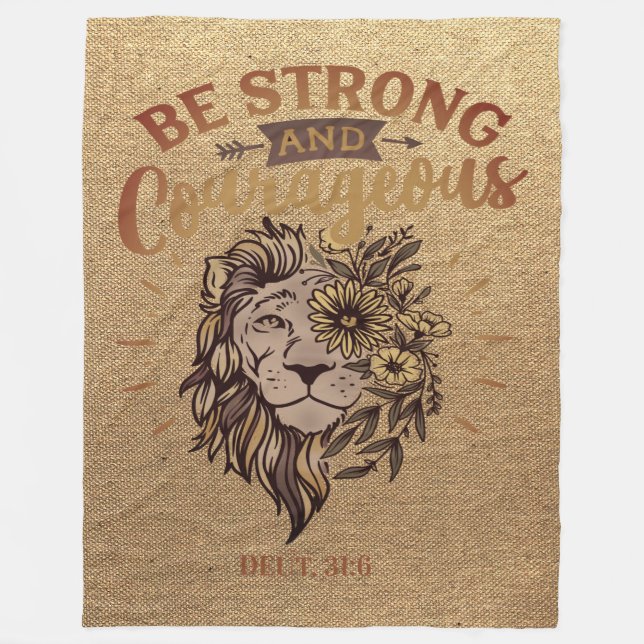 Couverture Polaire Verset biblique chrétien courageux fort Lion (Devant)