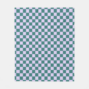 Couverture Polaire Vert Bleu Et Violet À damiers Motif Checkerboa