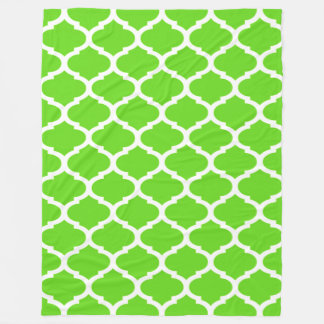 Couverture Polaire Vert Citron Frais Motif Quatrefoil Marocain