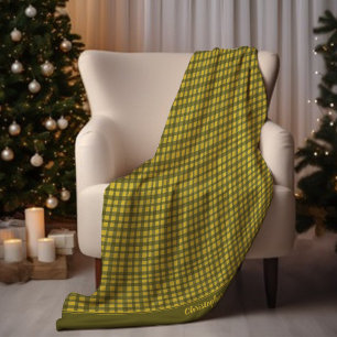 Couverture Polaire Vert En vichy minimal Plaid Ajouter le nom Noël
