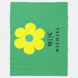 Couverture Polaire vert et jaune simple moderne monogramme mignon