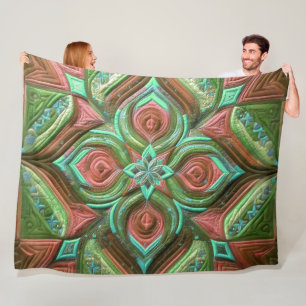 Couverture Polaire Vert et Rose incliné Conception abstraite