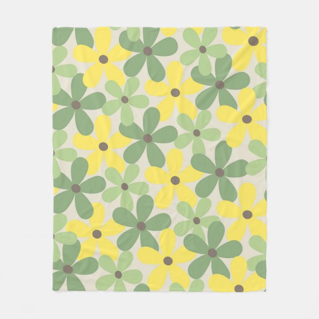 Couverture Polaire Vert Jaune Tropical Floral Botanique Été (Devant)