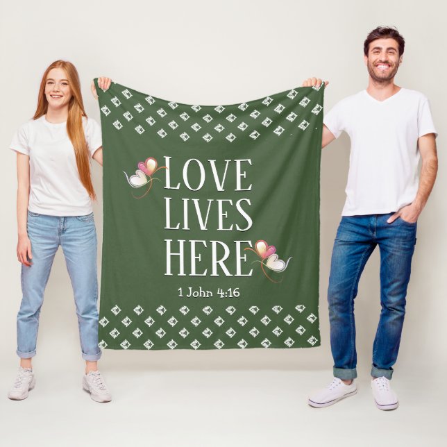 Couverture Polaire Vert | LOVE LIVES ICI | Personnalisable (En situation)