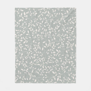 Couverture Polaire Vert sauge atténué et motif de vigne botanique à l