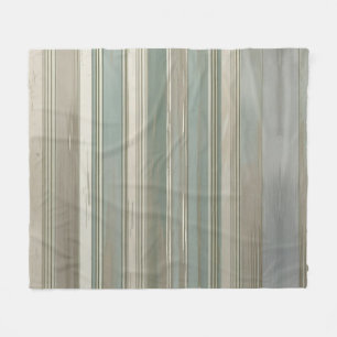 Couverture Polaire Vert Sauge Bleu Poussiéreux Taupe Gris Rayure Ferm