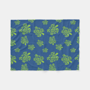 Couverture Polaire Vert tortue sur bleu