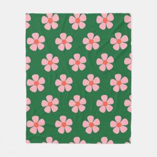 Couverture Polaire Vert Y2K Vibrant Fleur sauvage Bold Retro Spring