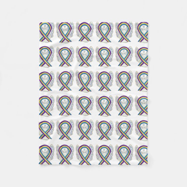 Couverture Polaire Vessie Cancer Ange Sensibilisation Ruban Soft Blan (Devant)