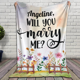 Couverture Polaire Veux-Tu M'Épouser ? Proposition de mariage Fleurs 