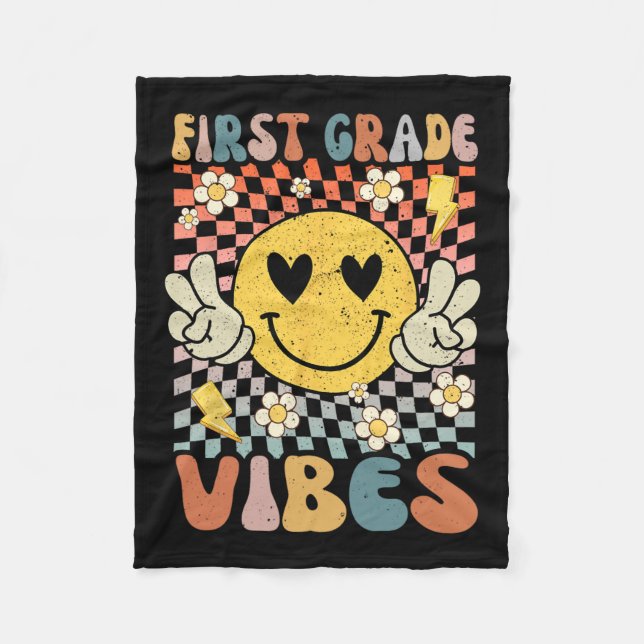 Couverture Polaire Vibes de 1ère année Retro Enseignant 1er jour de S (Devant)