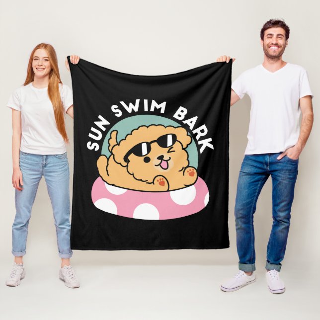 Couverture Polaire Vibes d'été Chien - Chiot flottant avec lunettes d (En situation)