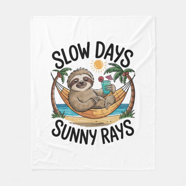 Couverture Polaire Vibes d'été Sloth Funny Lazy Float (Devant)