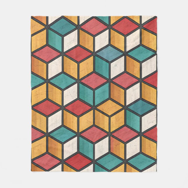 Couverture Polaire Vibrant 3D Cube Optical Illusion Pattern (Devant)