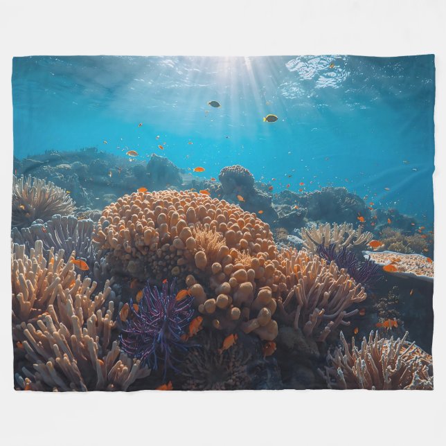 Couverture Polaire Vibrant Coral Reef Fleece Blanket  (Devant (Horizontal))