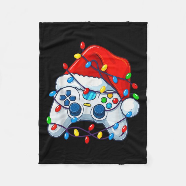 Couverture Polaire Video Game Controller Christmas Santa Hat Gamer Fu (Devant)