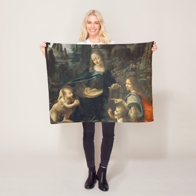 Couverture Polaire Vierge aux rochers, Léonard de Vinci (En situation)