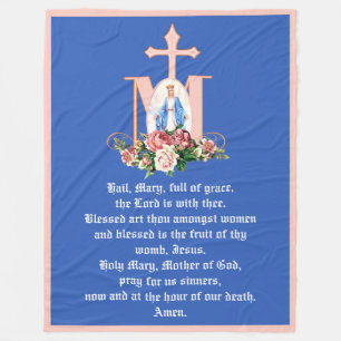 Couverture Polaire Vierge catholique Marie Marian Cross Roses Religie