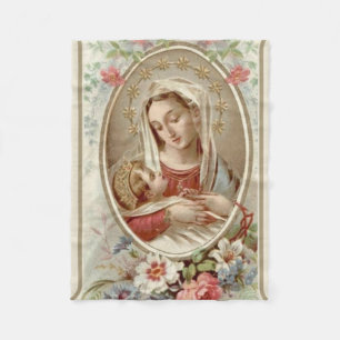 Couverture Polaire Vierge Madonna Mary avec des roses de Jésus