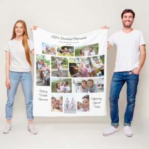 Couverture Polaire Vies beaux moments 11 Photos Collage Blanc