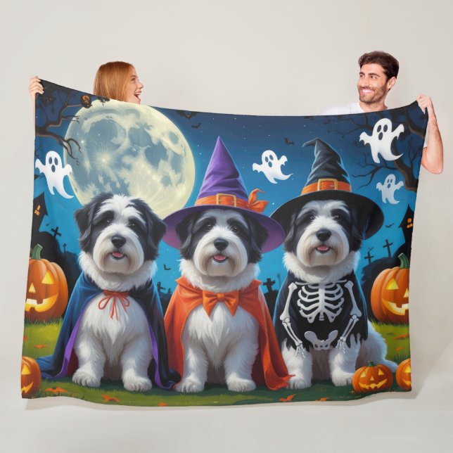 Couverture Polaire Vieux bergers anglais Citrouille Halloween Funny (En situation)