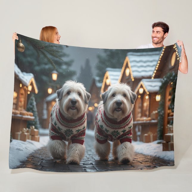 Couverture Polaire Vieux chiens de berger anglais Noël Neige Fêtes (En situation)