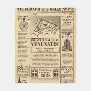 Couverture Polaire Vieux journal vintage. Retro newsprint avec texte 