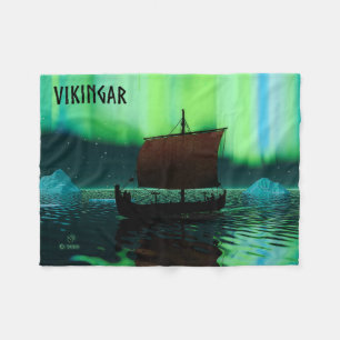 Couverture Polaire Viking Navire Et Lumières Du Nord