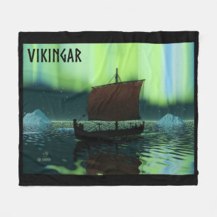 Couverture Polaire Viking Navire Et Lumières Du Nord