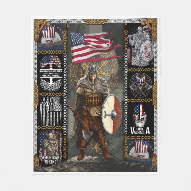 Couverture Polaire Viking Warrior Pour Le Drapeau Américain (Devant)