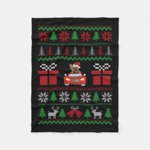Couverture Polaire Vilain Noël Français Chien à cheval Voiture Rouge