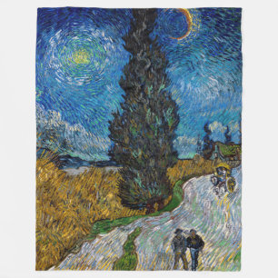 Couverture Polaire Vincent van Gogh - Route avec Cypress et Star