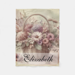 Couverture Polaire Vintage Automne fleurs pastel aquarelle peinture