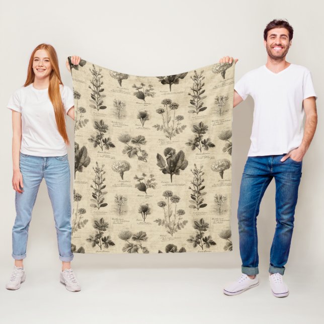 Couverture Polaire Vintage Botanical Floral Pattern (11) (En situation)