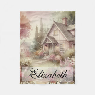 Couverture Polaire Vintage Fall Scenery cottage jardin fleuri feuille