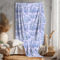 Vintage floral rétro bleu pourpre toile de jouy