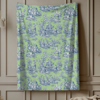 Vintage floral rétro vert bleu toile de jouy