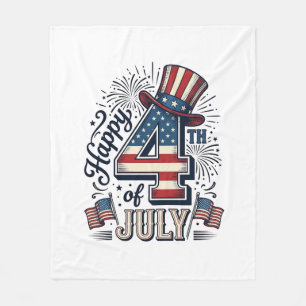 Couverture Polaire Vintage Joyeux 4 juillet Chapeau Patriotique Vecte