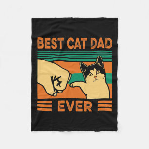 Couverture Polaire Vintage Meilleur Chat Papa Jamais Bump Poing fête