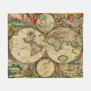 Couverture Polaire Vintage old world maps antique maps