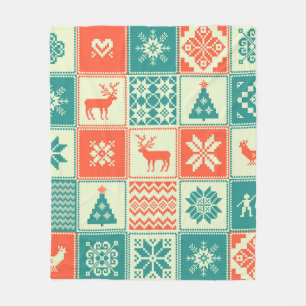 Couverture Polaire Vintage patchwork de Noël sans couture motif. Bac