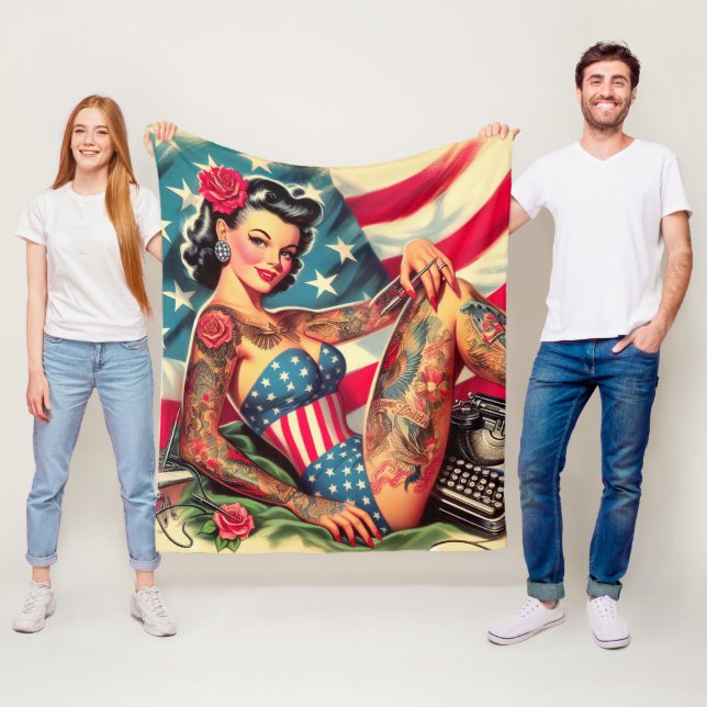 Couverture Polaire Vintage Vieux Tatouage (En situation)