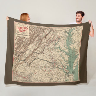 Couverture Polaire Vintage Virginia Civil War Battlefields Map 1895