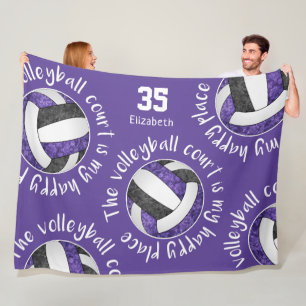 Couverture Polaire Violet noir terrain de volley son endroit heureux