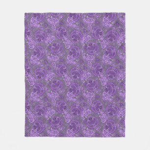 Couverture Polaire Violet paisley damassé floral orienté ethnique