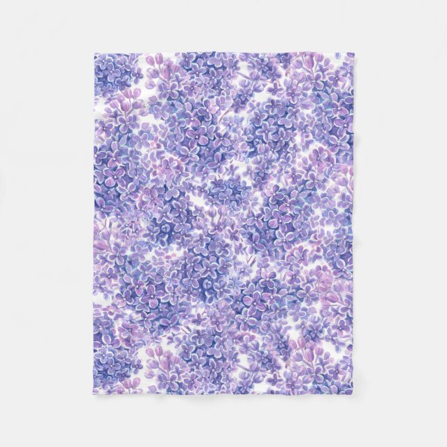 Couverture Polaire Violette aquarelle fleurs lilas (Devant)