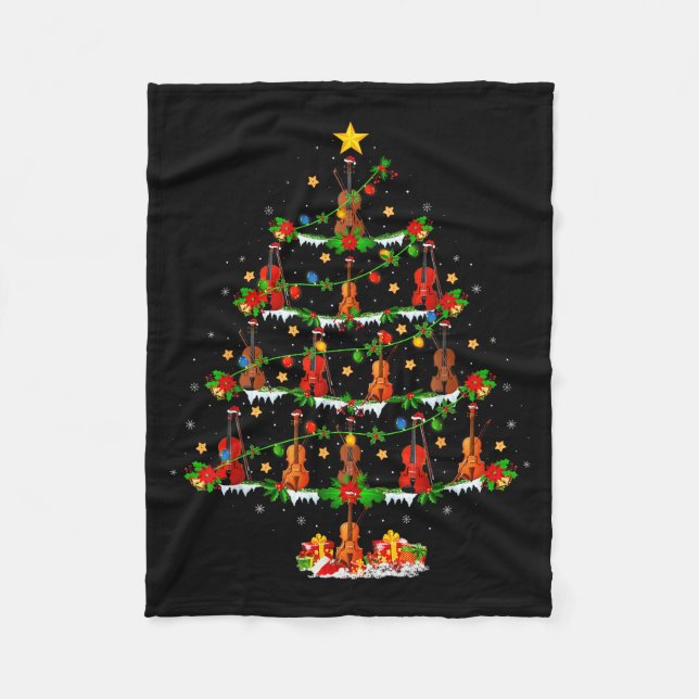 Couverture Polaire Violin Music Lover Xmas Lighting Violin Christmas  (Devant)